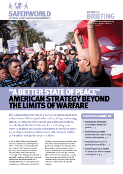 &ldquo;A beTTeR STATe oF peACe&rdquo; AmeRICAn STRATeGy beyond The