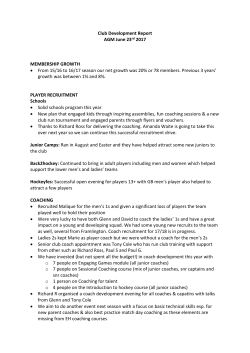 Club Development Report AGM June 23rd 2017 MEMBERSHIP