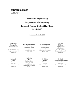 Faculty of Engineering Department of Computing Research Degree