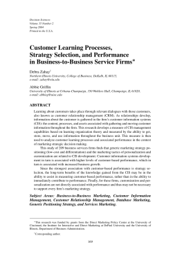 Customer Learning Processes, Strategy Selection, and Performance