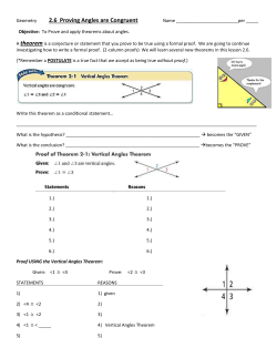 2.6 Proving Angles are Congruent
