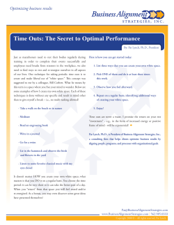 Time Outs: The Secret to Optimal Performance