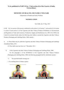 To be published in PART-II Sec - Tobacco Labelling Regulations