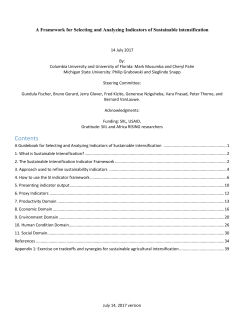 A Framework for Selecting and Analyzing Indicators