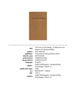 A Reflection On Agency and Responsibility author: Pols, Edward