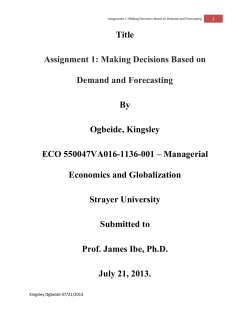 Assignment 1: Making Decisions Based on Demand