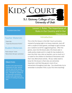 Teacher Materials Lesson 1. Rules: The Importance of