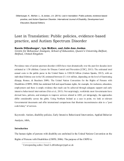 Public Policies, Evidence-based Practice, and Autism