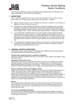 PlayNow Sports Betting Game Conditions