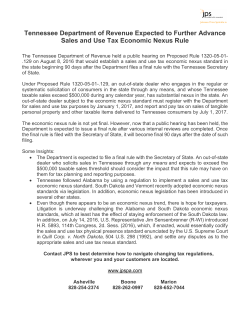 Tennessee Department of Revenue Expected to Further Advance