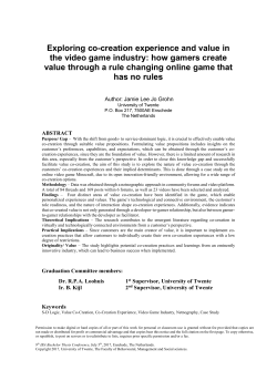 Exploring co-creation experience and value in the video game