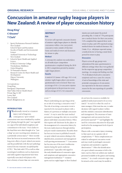 Concussion in amateur rugby league players in new Zealand: a