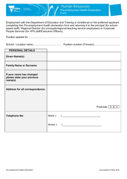 Pre Employment Health Declaration
