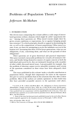 Problems of Population Theory* Jefferson McMahan