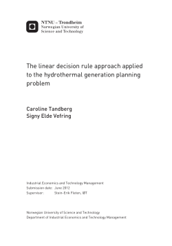 The linear decision rule approach applied to the - Til Daim