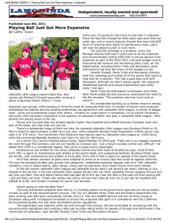 LAMORINDA WEEKLY | Playing Ball Just Got More Expensive