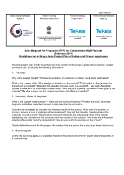 Guidelines for writing a joint project plan