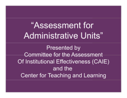 Assessment for Administrative Units