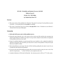ECE 603 - Probability and Random Processes, Fall 2015 Midterm
