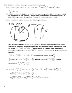 Math 180 Exam II Solutions 6-27-15