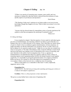 Chapter 8 Telling Jan. `10 &ldquo;[T]here is no species of reasoning more
