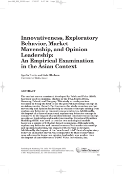 Innovativeness, exploratory behavior, market mavenship, and