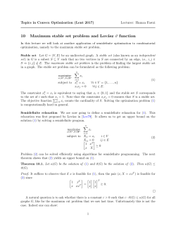 Lecture 10: Maximum stable set problem and Lov&aacute;sz theta