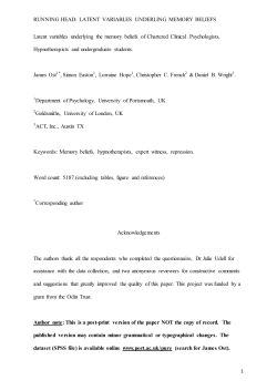 LATENT VARIABLES UNDERLING MEMORY BELIEFS Latent