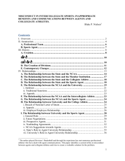 Misconduct in Intercollegiate Sports: Inappropriate Benefits and