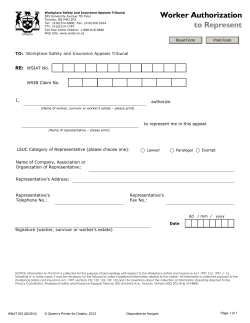 Worker Authorization to Represent form