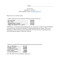NAME: ACCTG 481 Midterm #2 - Fall 2015 When complete, email to
