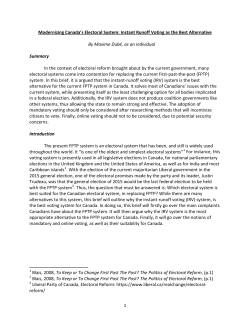 Instant Runoff Voting as the Best Alternative By Maxime Dub&eacute;, as an