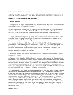 League Playing Rules - Greater Cincinnati Soccer League