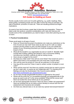 SVS Guide to Holding an Event