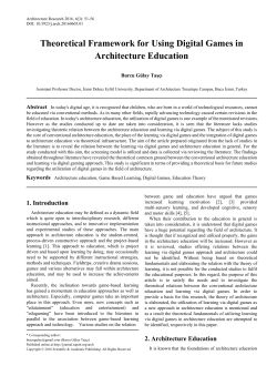 Architecture education, Game Based Learning, Digital Games