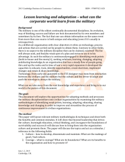 Lesson learning and adaptation - what can the corporate world learn