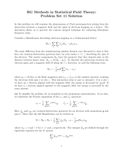 RG Methods in Statistical Field Theory: Problem Set 11 Solution