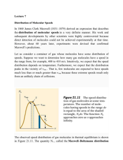 Lecture 7 Distribution of Molecular Speeds