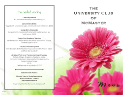 Dining Room Menu - University Club of McMaster