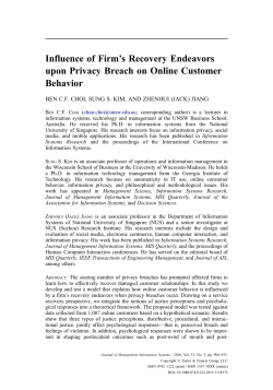 Influence of Firm`s Recovery Endeavors upon