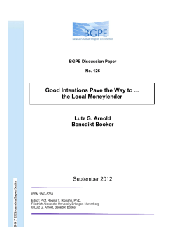 Good Intentions Pave the Way to the Local Moneylender