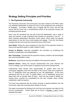 Strategy Setting Principles and Priorities