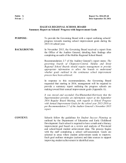 HALIFAX REGIONAL SCHOOL BOARD Summary Report on