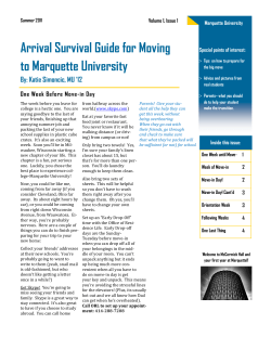 Arrival Survival Guide for Moving to Marquette University