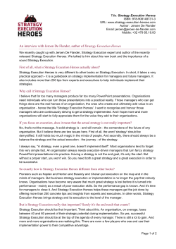 An interview with Jeroen De Flander, author of Strategy Execution