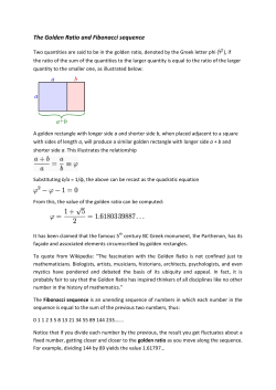 The Golden Ratio and Fibonacci sequence