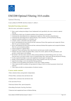 KTH | EM3200 Optimal Filtering 10.0 credits