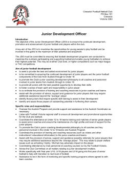 Aim of junior football development