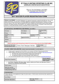 st pauls uniting sporting club inc. 2017 soccer player registration form