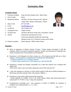 Curriculum- Vitae Candidate Details Proposed candidate : Kang, Se